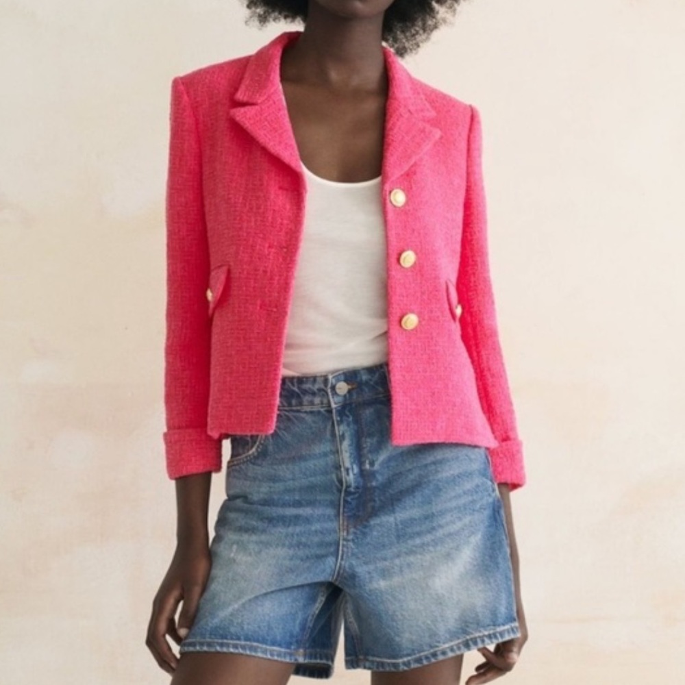 Zara Pink Blazer with Gold Buttons